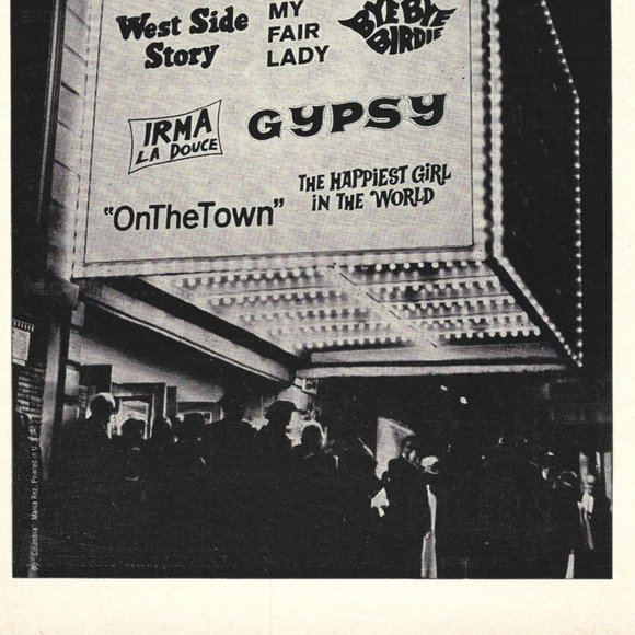 Broadway Ad Camelot Sound of Music Westside story 1960s Vintage Print Ad 9 in - Picture 3 of 4